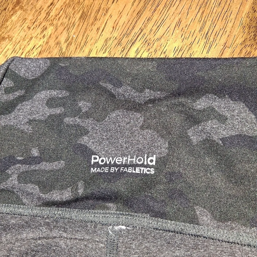 FABLETICS charcoal camo powerhold leggings Sz L